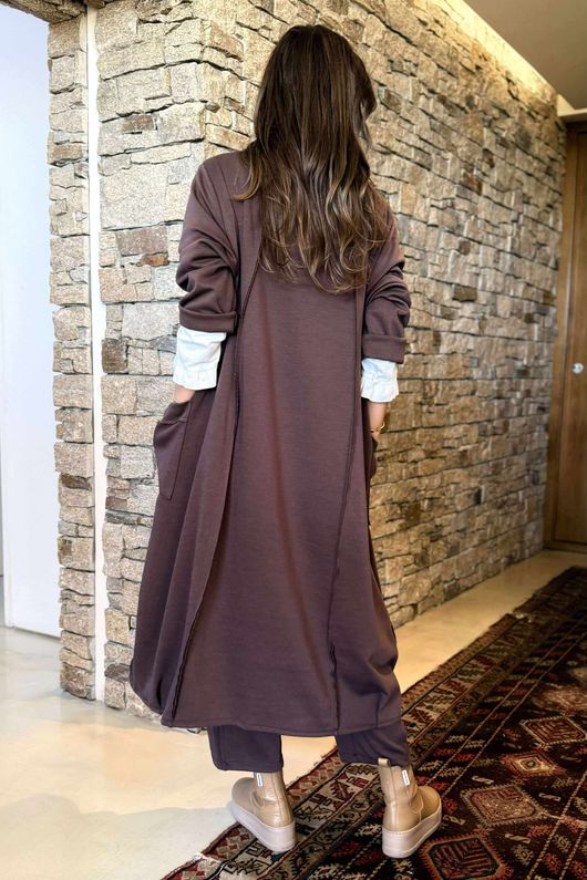 Sola Smart Tech Cowl Cocoon Dress Chocolate